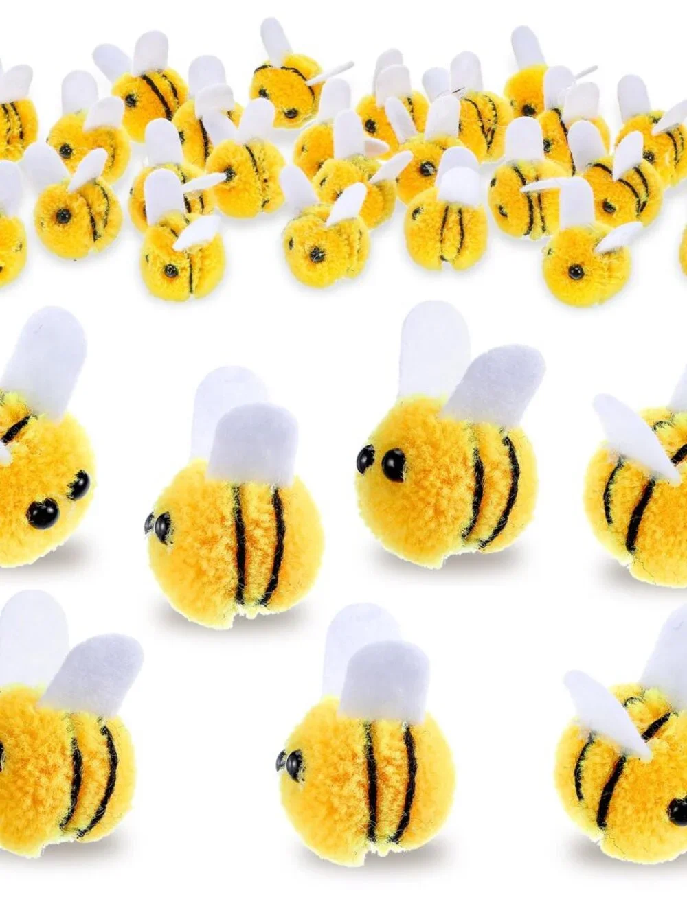 28Pcs Felt Bees Wool Felt for Crafts, Cute Bees Yellow Wool FeltBees Mini Crafts